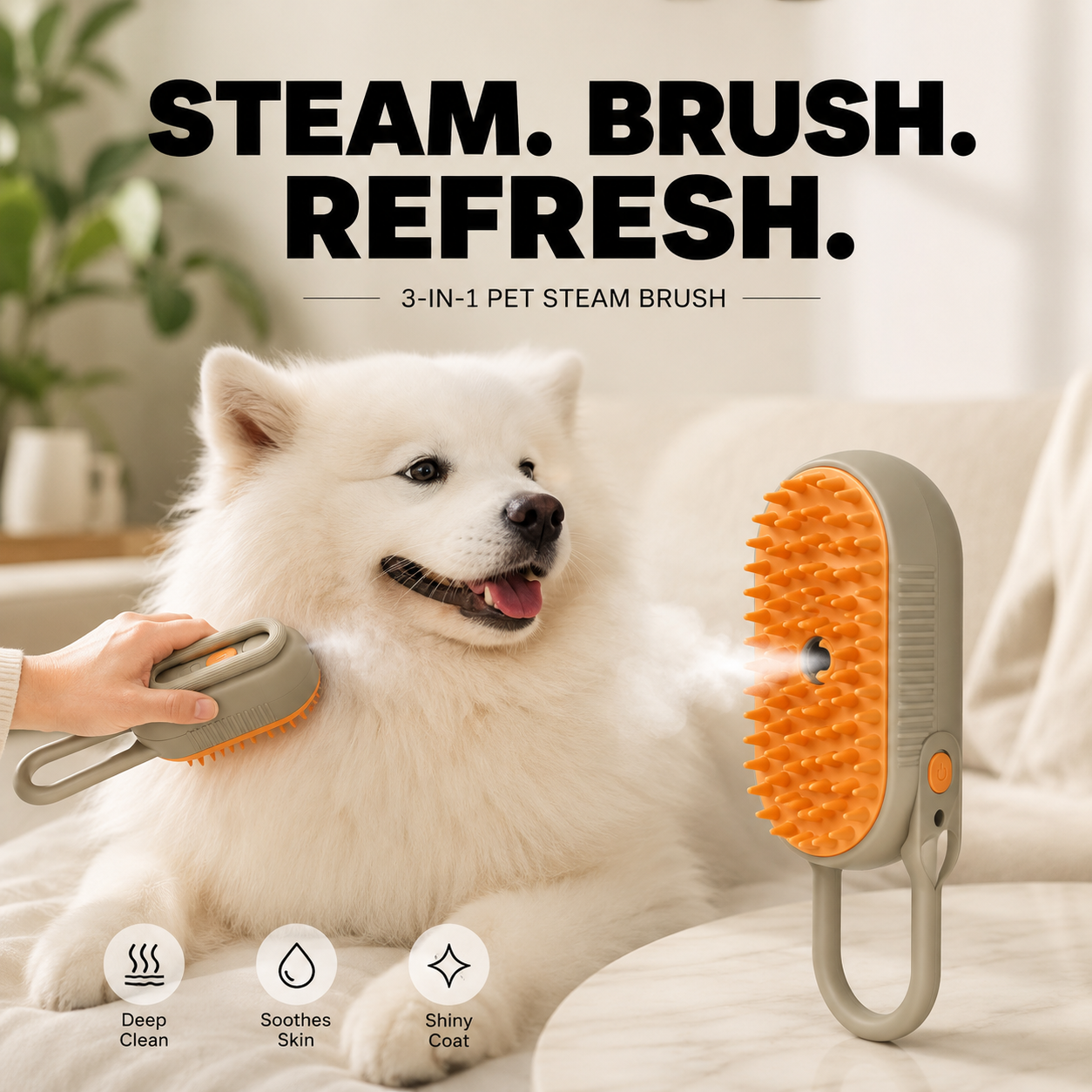 3-in-1 Steam Grooming Brush